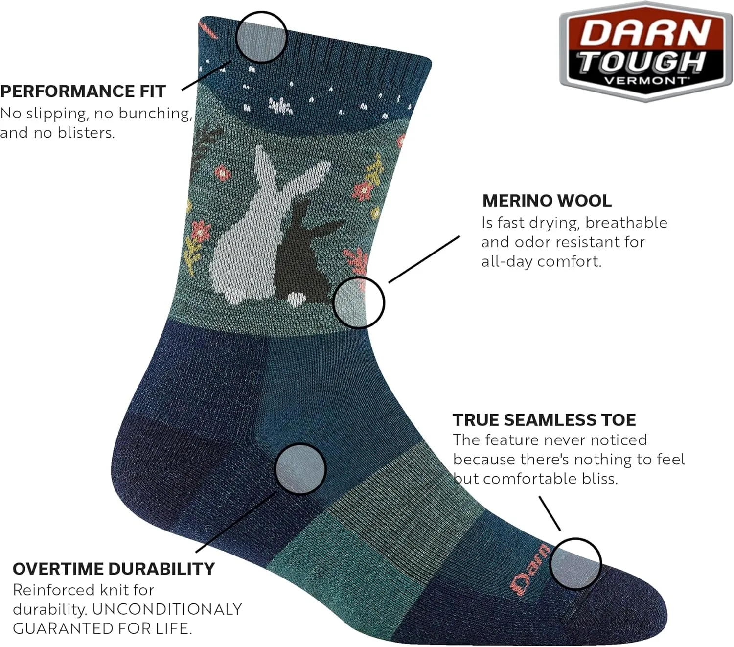 Darn Tough Women's Critter Club Micro Crew Lightweight with Cushion Sock (Style 5001) -