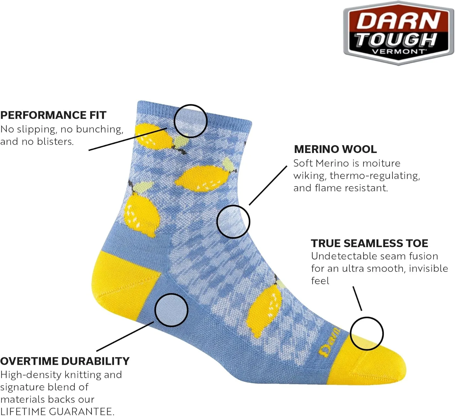 Darn Tough Women's Fruit Stand Shorty Lightweight Lifestyle Sock (Style 6102)