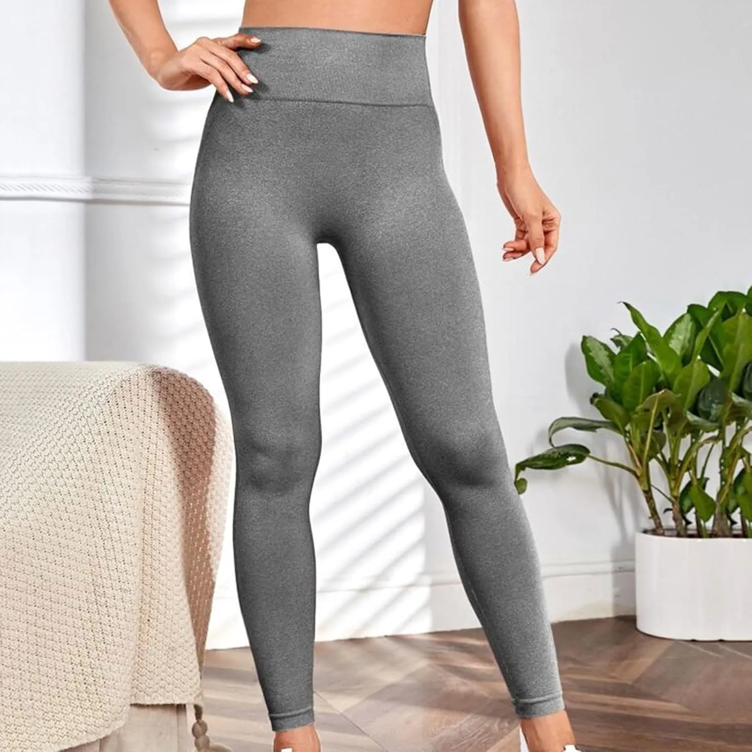 DASAYO Compression Leggings for Women Solid Color Buttery Soft Seamless Stretchy 7/8 Workout Yoga Pants