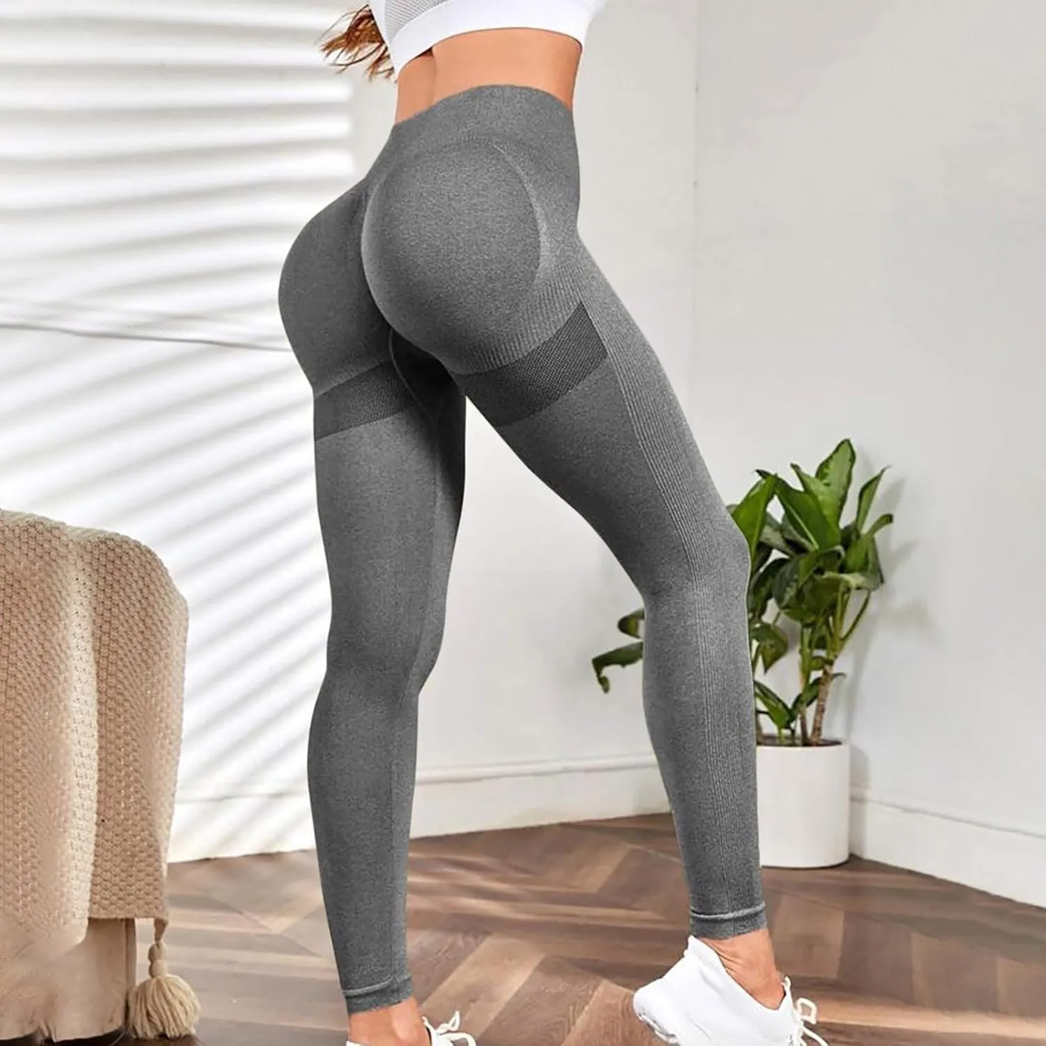 DASAYO Compression Leggings for Women Solid Color Buttery Soft Seamless Stretchy 7/8 Workout Yoga Pants