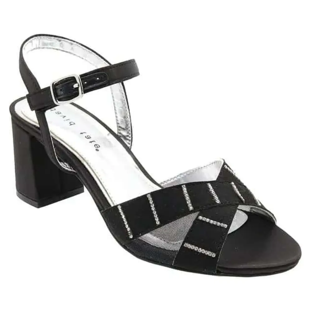 David Tate Cocktail Black Satin Sandal (Women's)