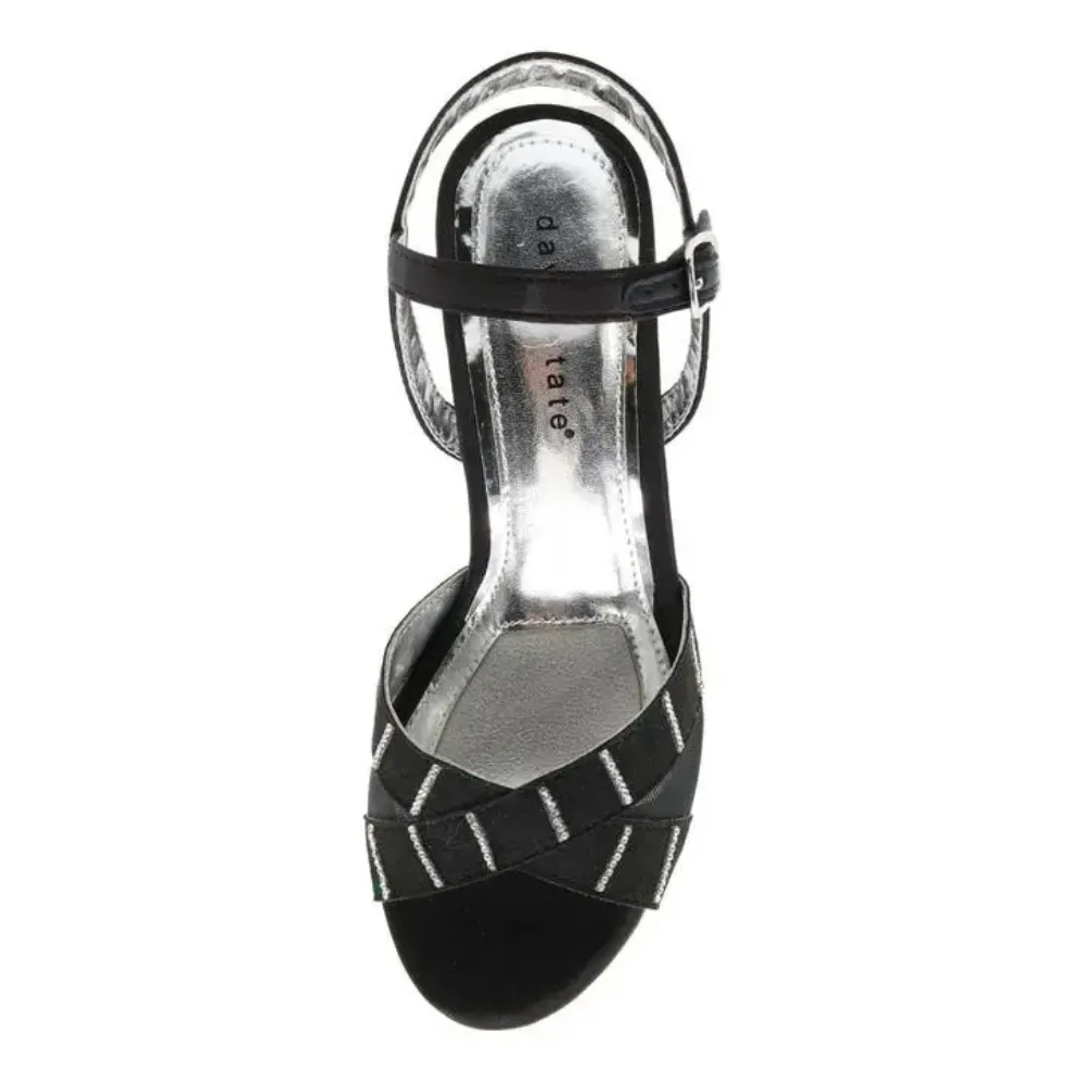David Tate Cocktail Black Satin Sandal (Women's)