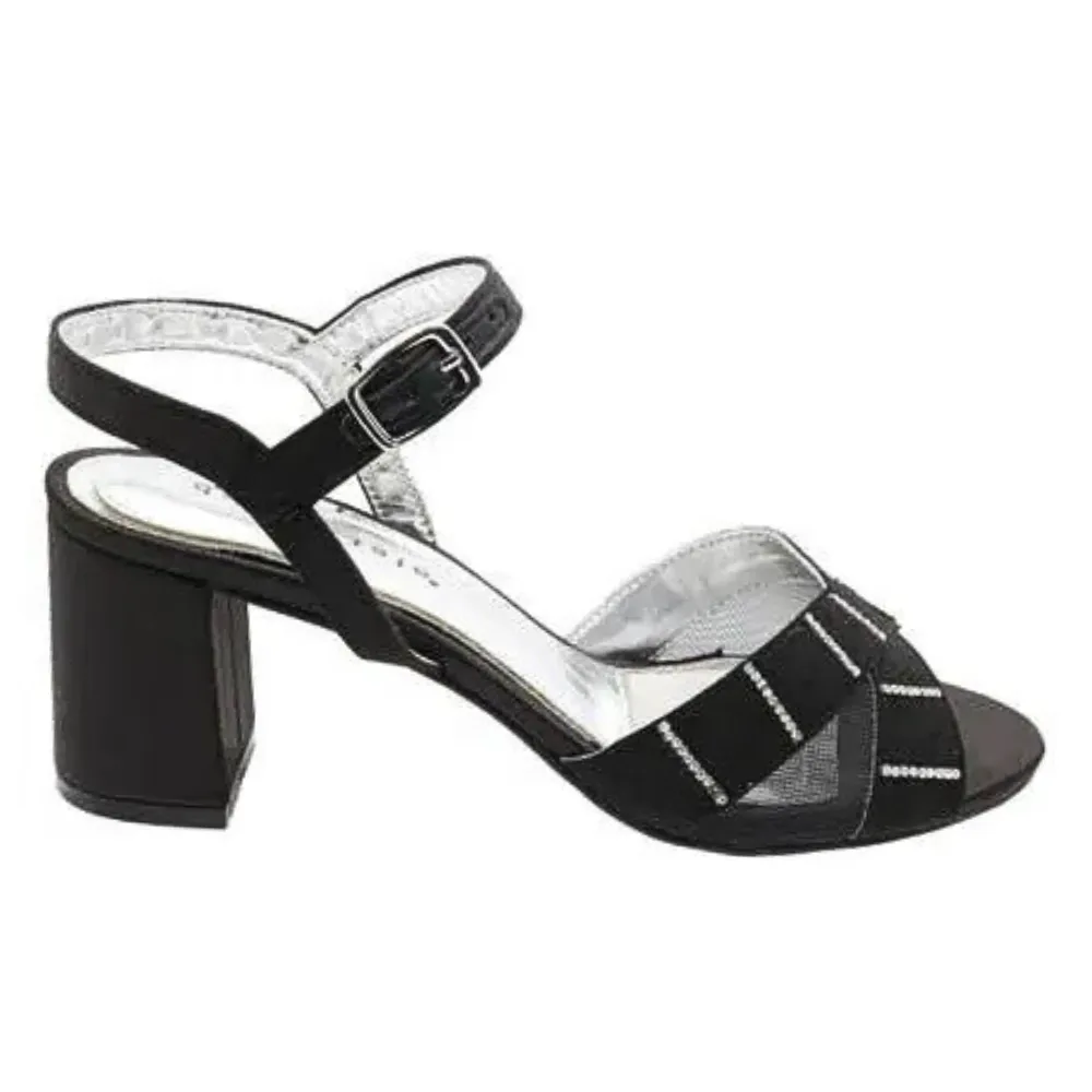David Tate Cocktail Black Satin Sandal (Women's)