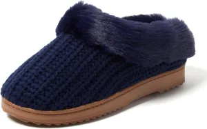 Dearfoams Gifts for Women, Mom, Sister, Wife - Fuzzy Fluffy Memory Foam Slipper - Hannah Knit Clog House Shoe House Slipper