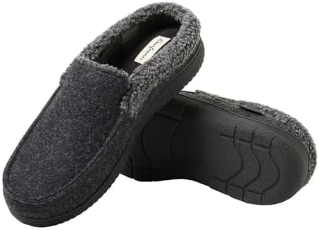 Dearfoams Men's Memory Foam Insole Slipper (BLACK, US Footwear Size System, Adult, Men, Numeric Range, Medium, 13, 14)