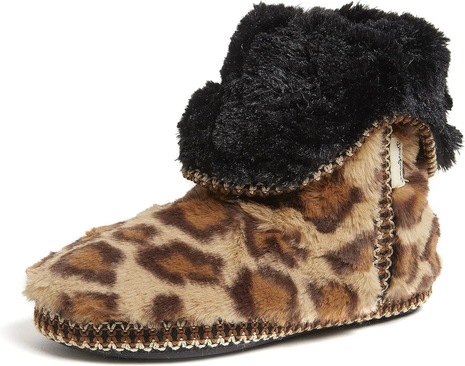 Dearfoams Women's Fuzzy Memory Foam Beth Bedroom Bootie Slipper Sock with Grippers