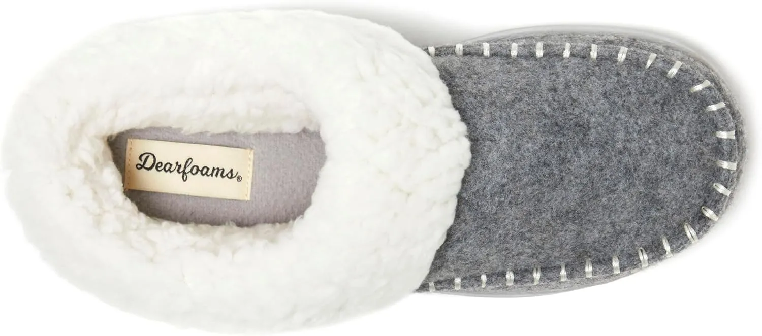 Dearfoams Women's Nyla Felted and Plaid Moc Toe Clog