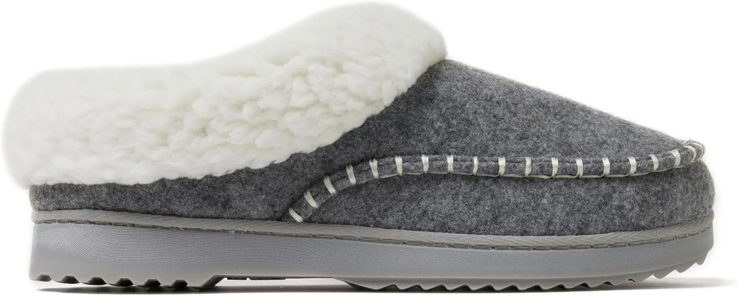 Dearfoams Women's Nyla Felted and Plaid Moc Toe Clog