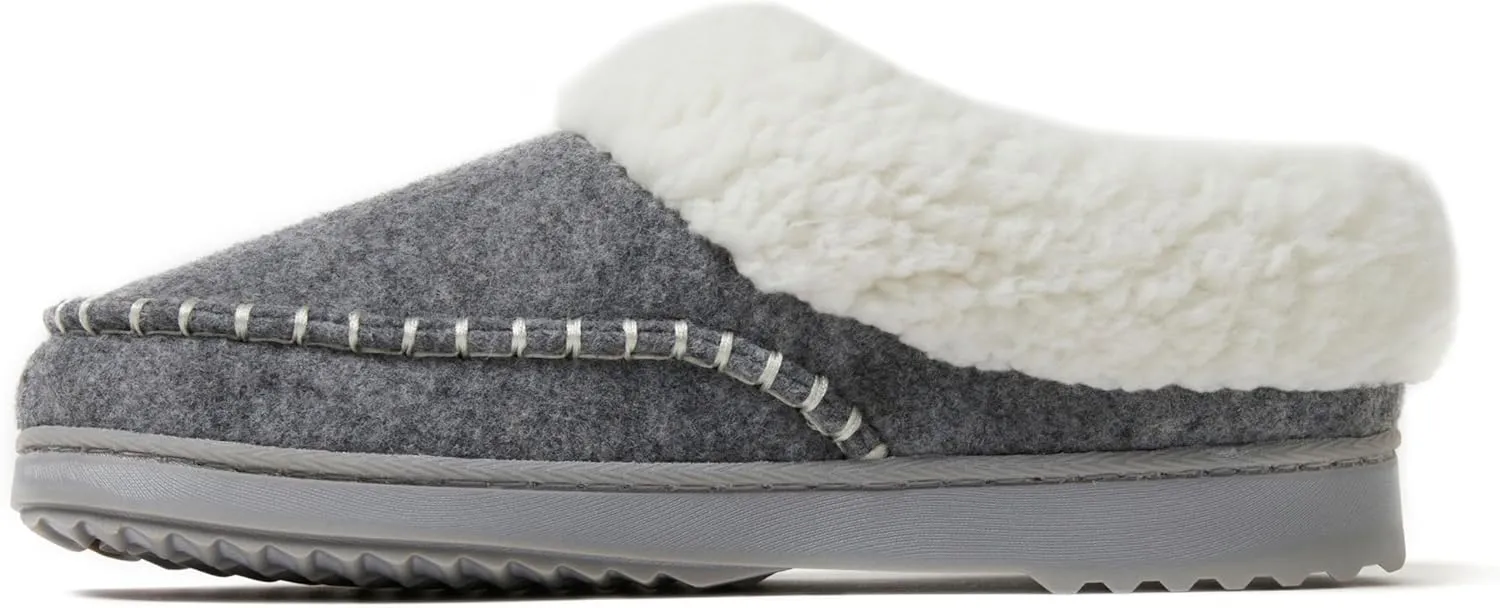 Dearfoams Women's Nyla Felted and Plaid Moc Toe Clog