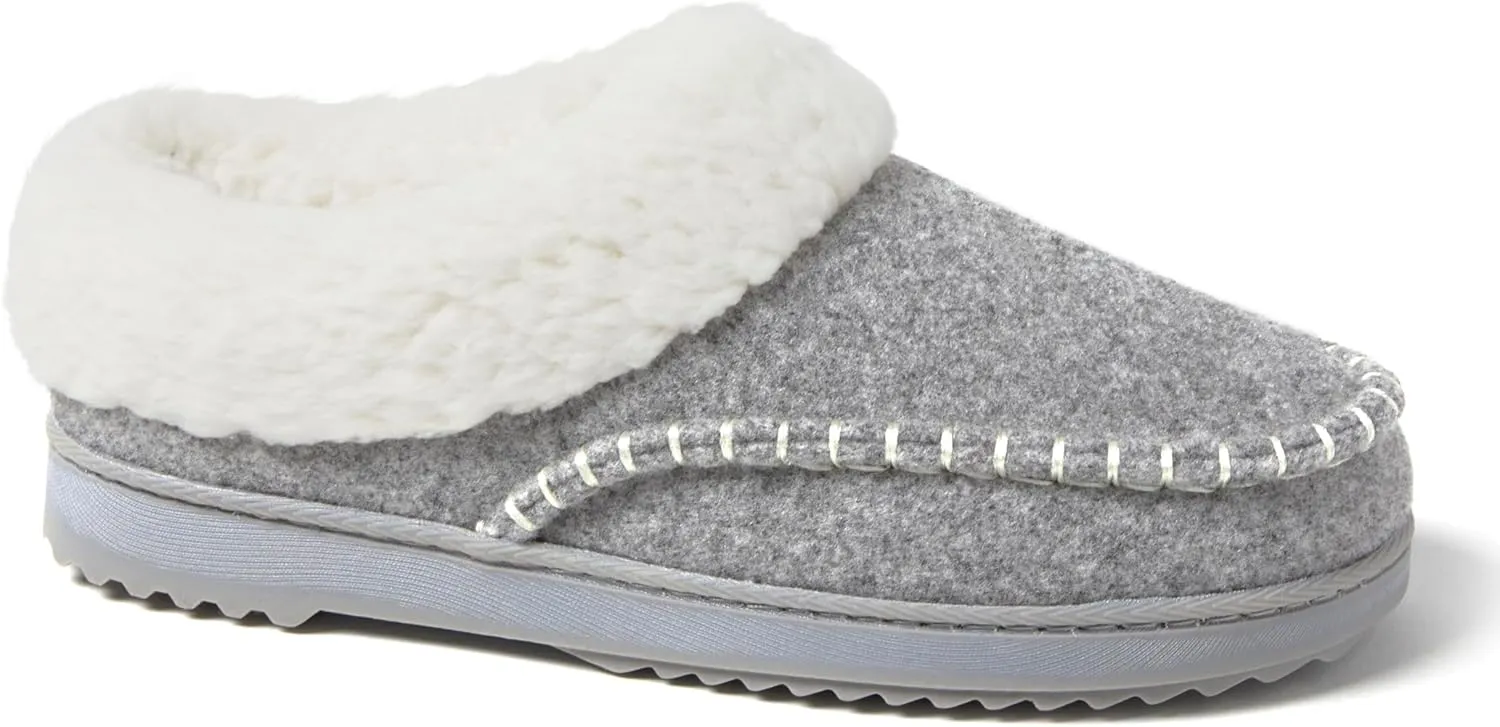 Dearfoams Women's Nyla Felted and Plaid Moc Toe Clog