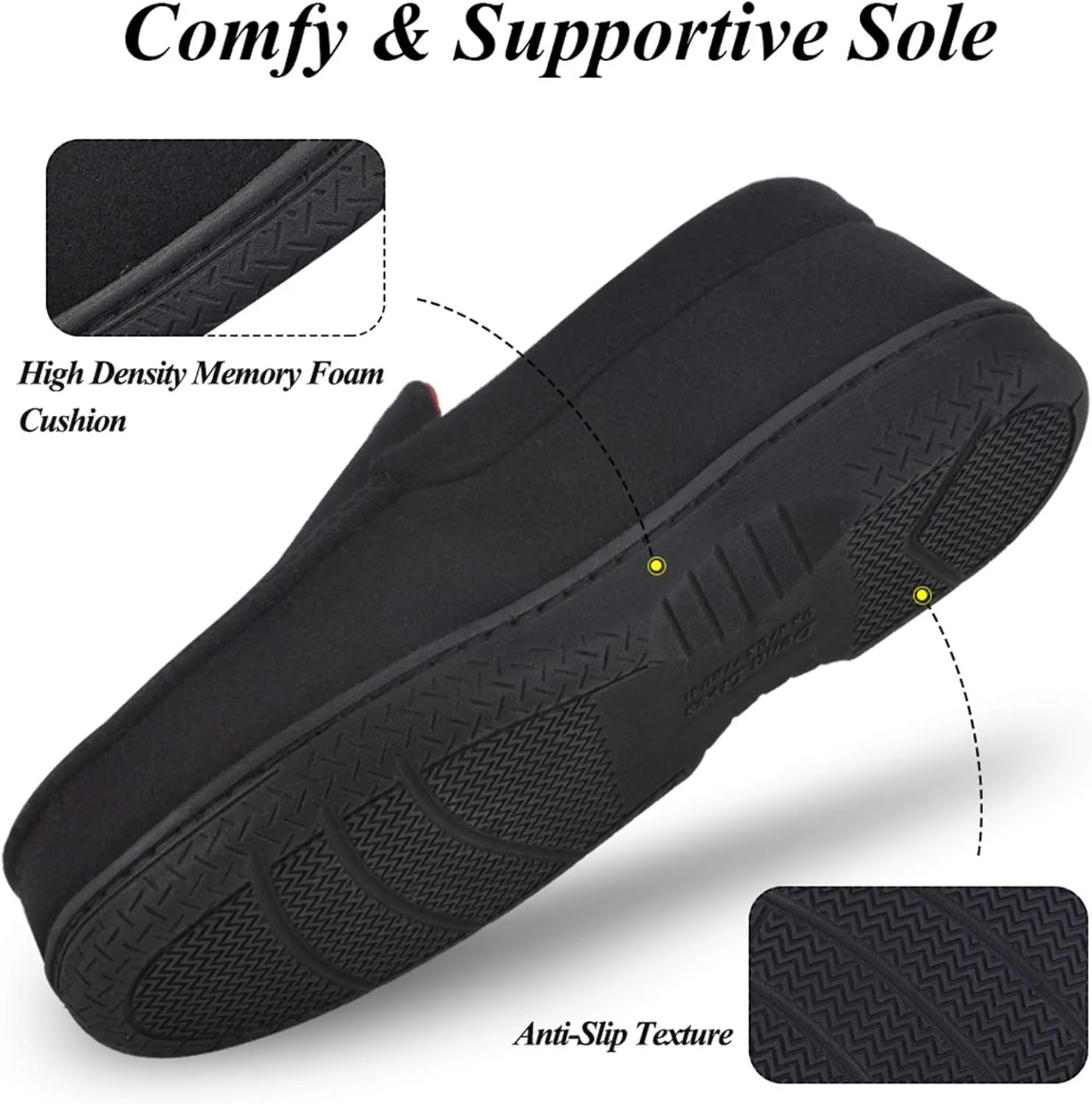 DL Men's Memory Foam Moccasin Slippers Breathable Moccasin Slippers Micro Wool House Shoes Anti-Slip Sole Indoor Outdoor