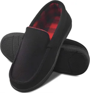 DL Men's Memory Foam Moccasin Slippers Breathable Moccasin Slippers Micro Wool House Shoes Anti-Slip Sole Indoor Outdoor