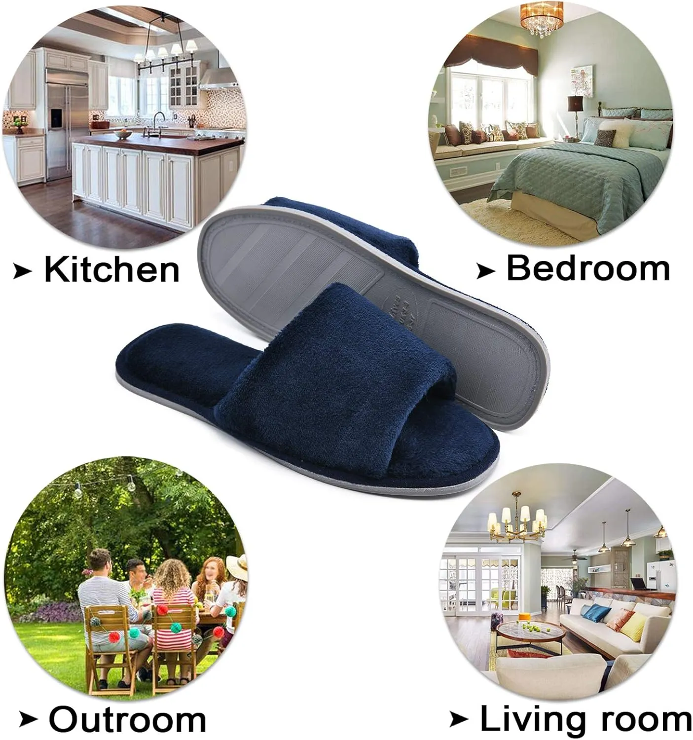 DL Open Toe Slippers for women Indoor, Cozy Memory Foam Womens House Slippers Summer Slip On, Comfy Soft Flannel Womens Bedroom Slippers Slide Breathable Size 5-6 7-8 9-10