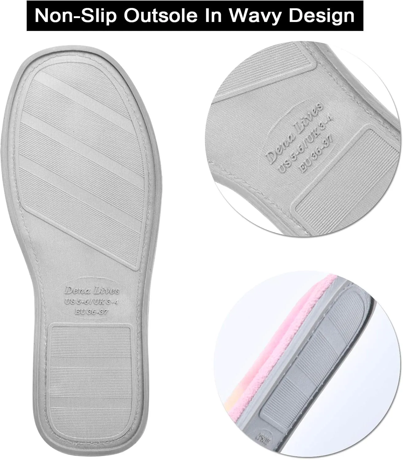 DL Open Toe Slippers for women Indoor, Cozy Memory Foam Womens House Slippers Summer Slip On, Comfy Soft Flannel Womens Bedroom Slippers Slide Breathable Size 5-6 7-8 9-10