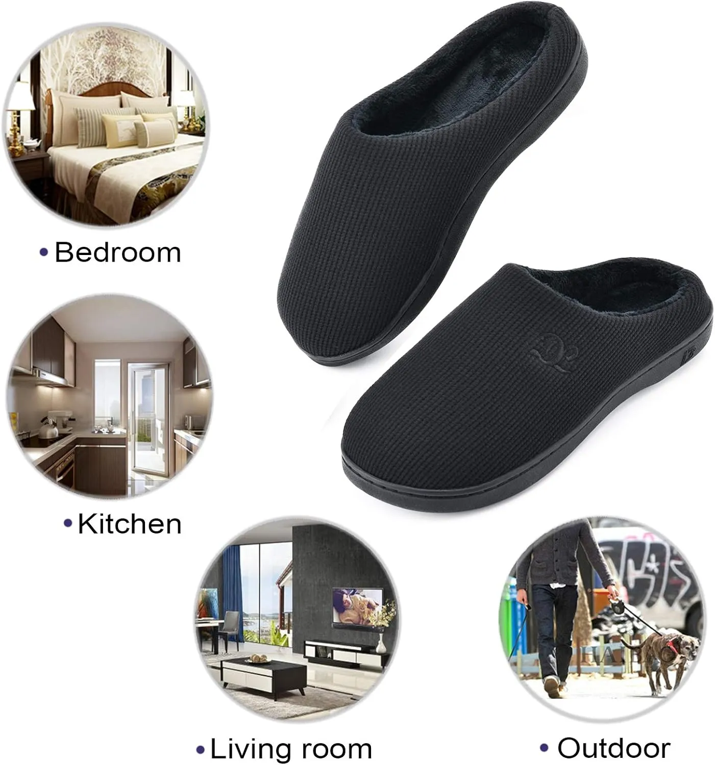 DL Womens Memory Foam Slippers, Cozy Slip on House Slippers for Women Indoor Outdoor, Comfy Women's Bedroom Slippers Warm Soft Flannel Lining Home Slippers Size 5-12 Purple Blue Pink Grey Navy Black