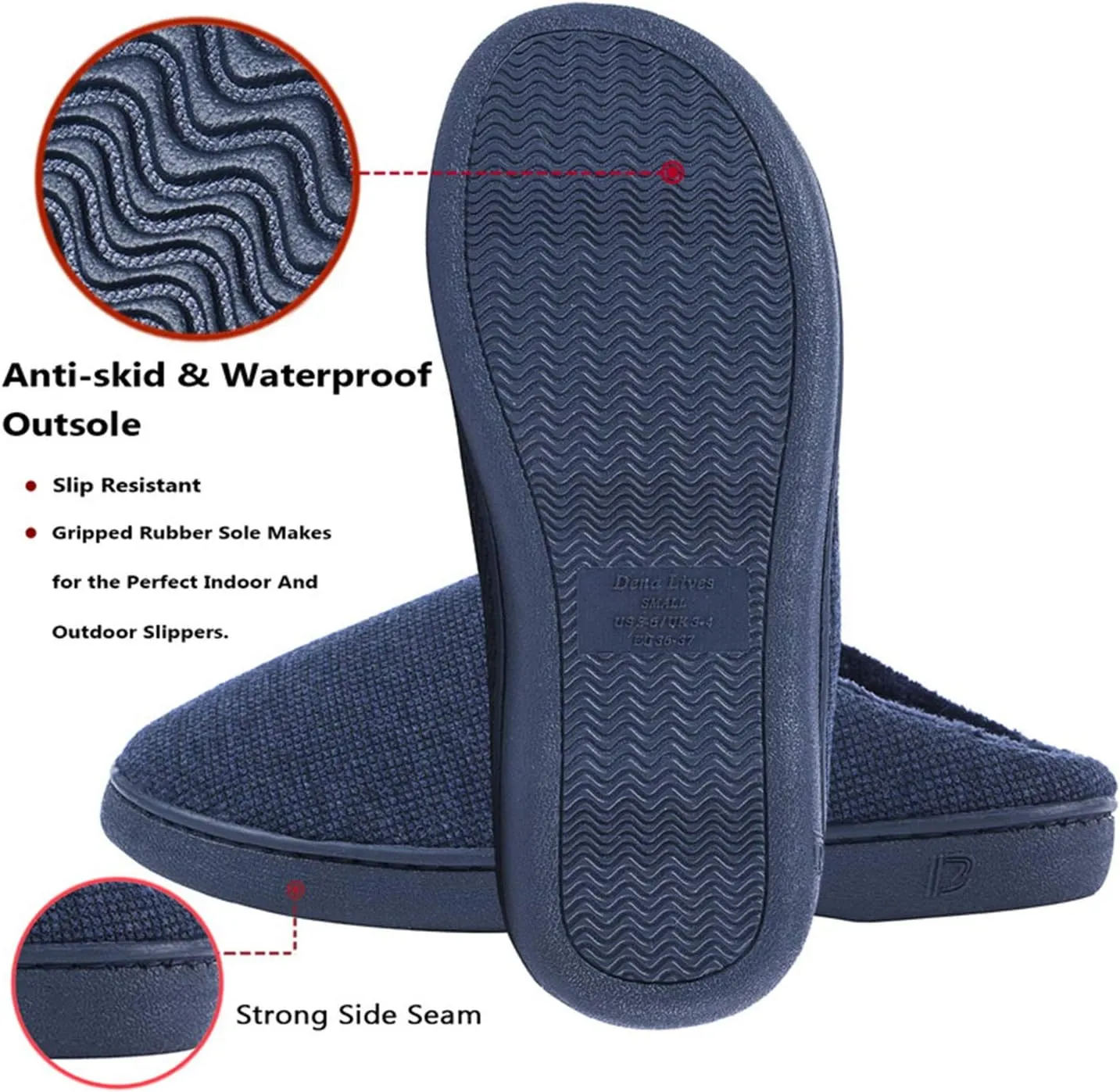 DL Womens Memory Foam Slippers, Cozy Slip on House Slippers for Women Indoor Outdoor, Comfy Women's Bedroom Slippers Warm Soft Flannel Lining Home Slippers Size 5-12 Purple Blue Pink Grey Navy Black