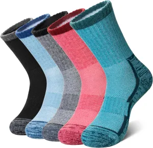 DoSmart Merino Wool Hiking Socks for Women Thermal Winter Warm Moisture Wicking Boot Work Cushion Gift Socks 5 Pairs
