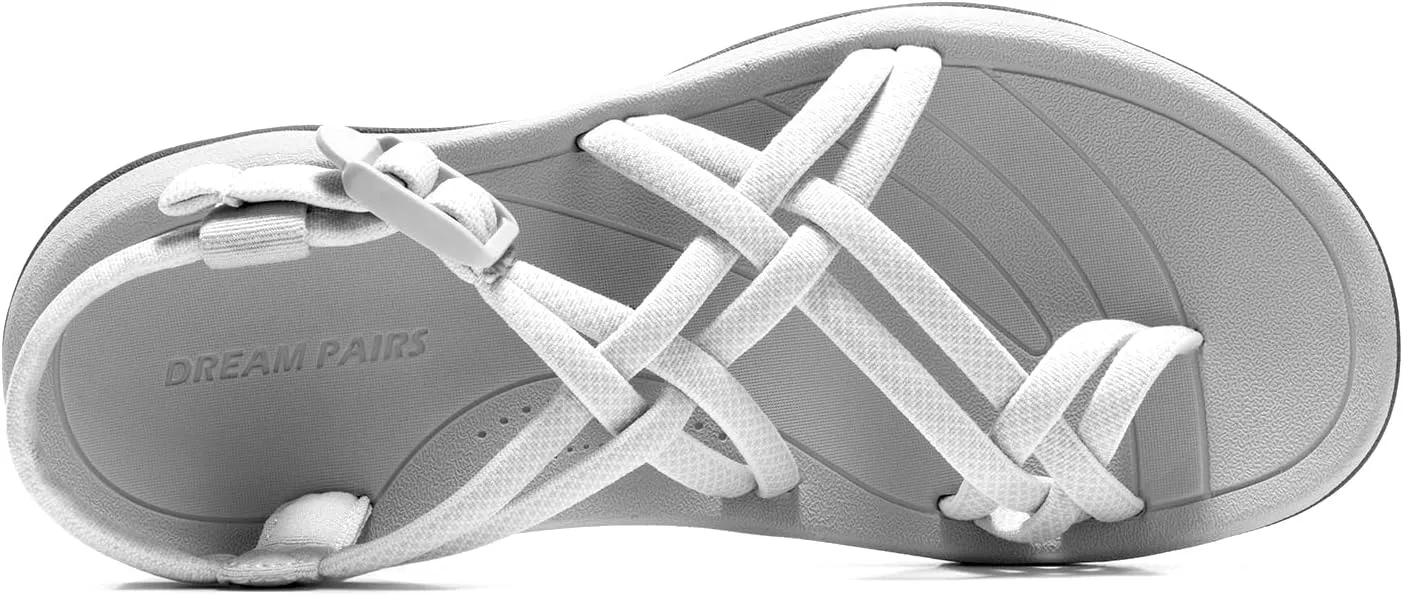 DREAM PAIRS Women's Walking Sandals With Arch Support Elastic Strap Summer Sport Athletic Casual Hiking Outdoor Sandal