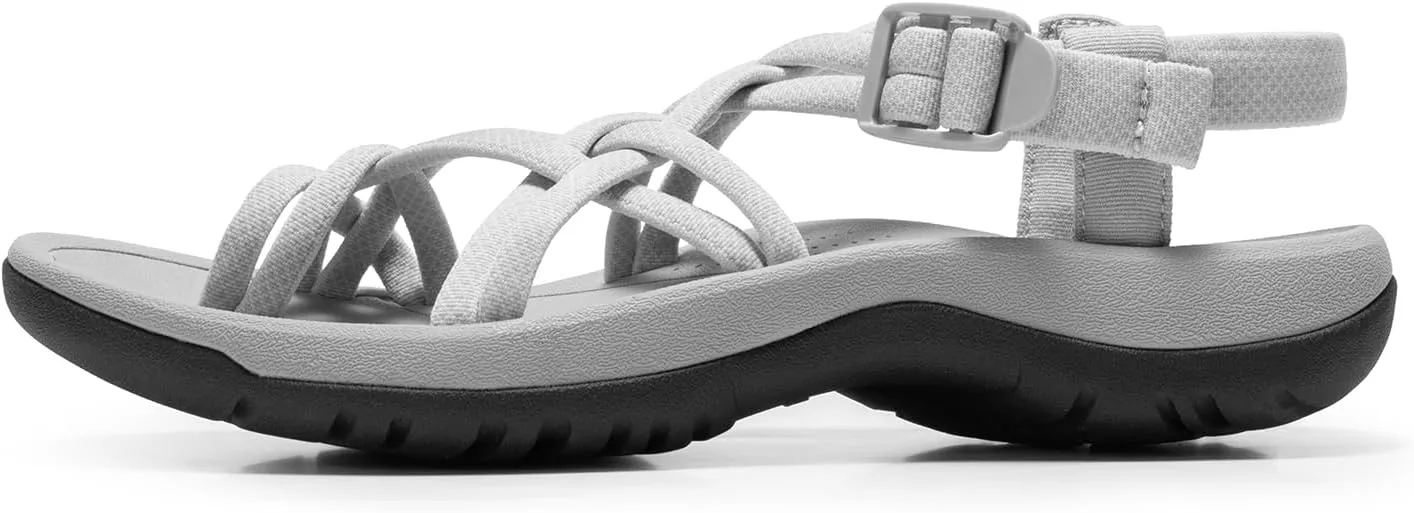 DREAM PAIRS Women's Walking Sandals With Arch Support Elastic Strap Summer Sport Athletic Casual Hiking Outdoor Sandal