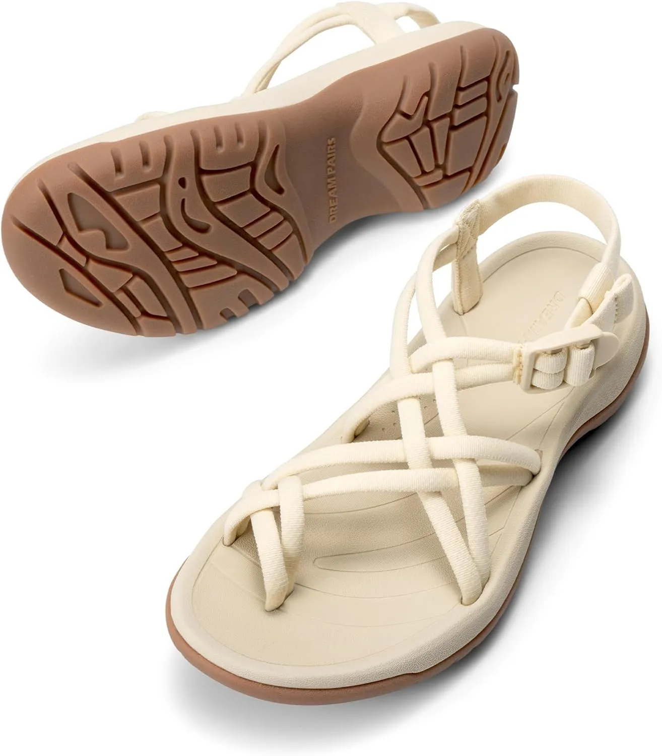 DREAM PAIRS Women's Walking Sandals With Arch Support Elastic Strap Summer Sport Athletic Casual Hiking Outdoor Sandal