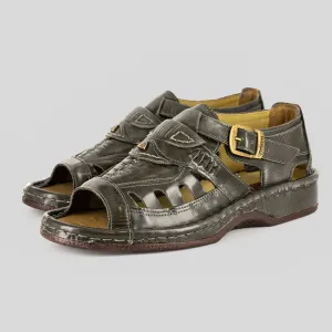 Duna : Leather Sandal in Grey Fiesta Leather