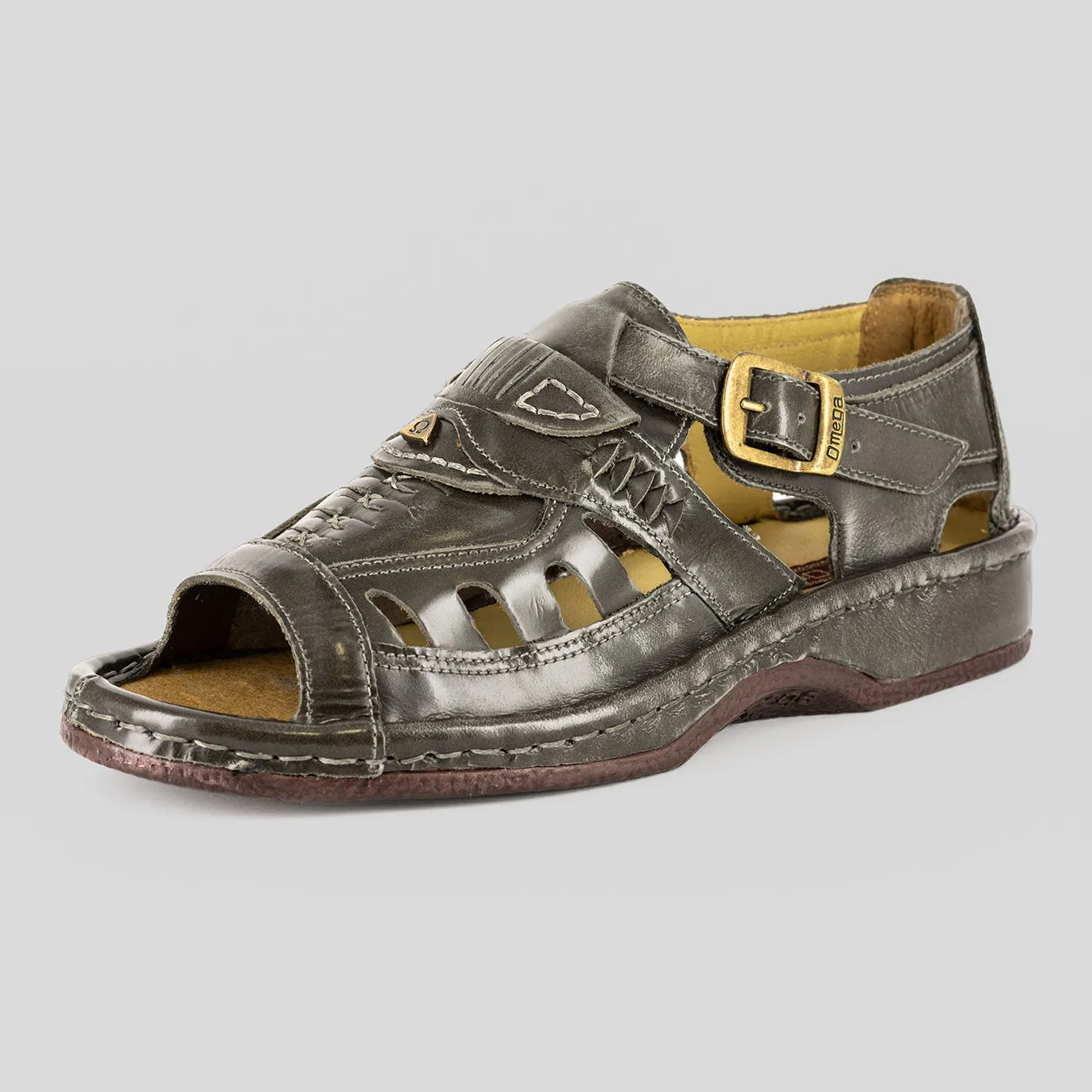 Duna : Leather Sandal in Grey Fiesta Leather