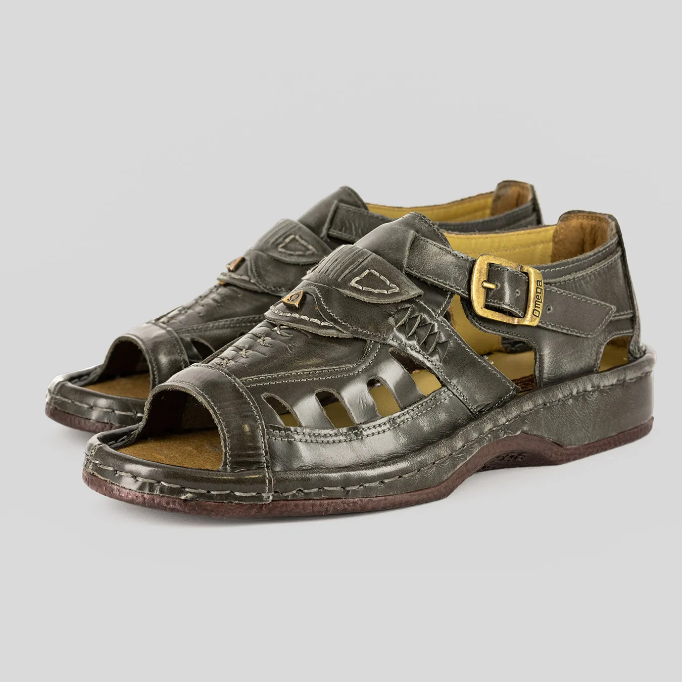Duna : Leather Sandal in Grey Fiesta Leather