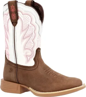 Durango® Lil' Rebel Pro™ Little Kid's Trail Brown and White Western Boot, Trail Brown And White, Size 10(M)