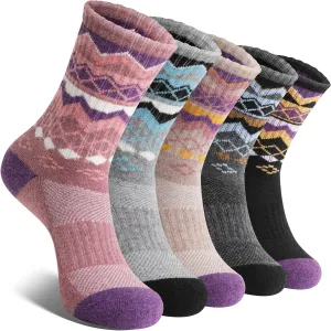 EBMORE 5 Pairs Womens Merino Wool Hiking Socks Thermal Warm Winter Boot Crew Cushion Work Gift Socks