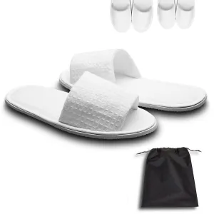 echoapple 10 Pairs of Waffle Open Toe White Slippers-Two Size Fit Most Men and Women for Spa, Party Guest, Hotel and Travel(Medium, White-10 Pairs)