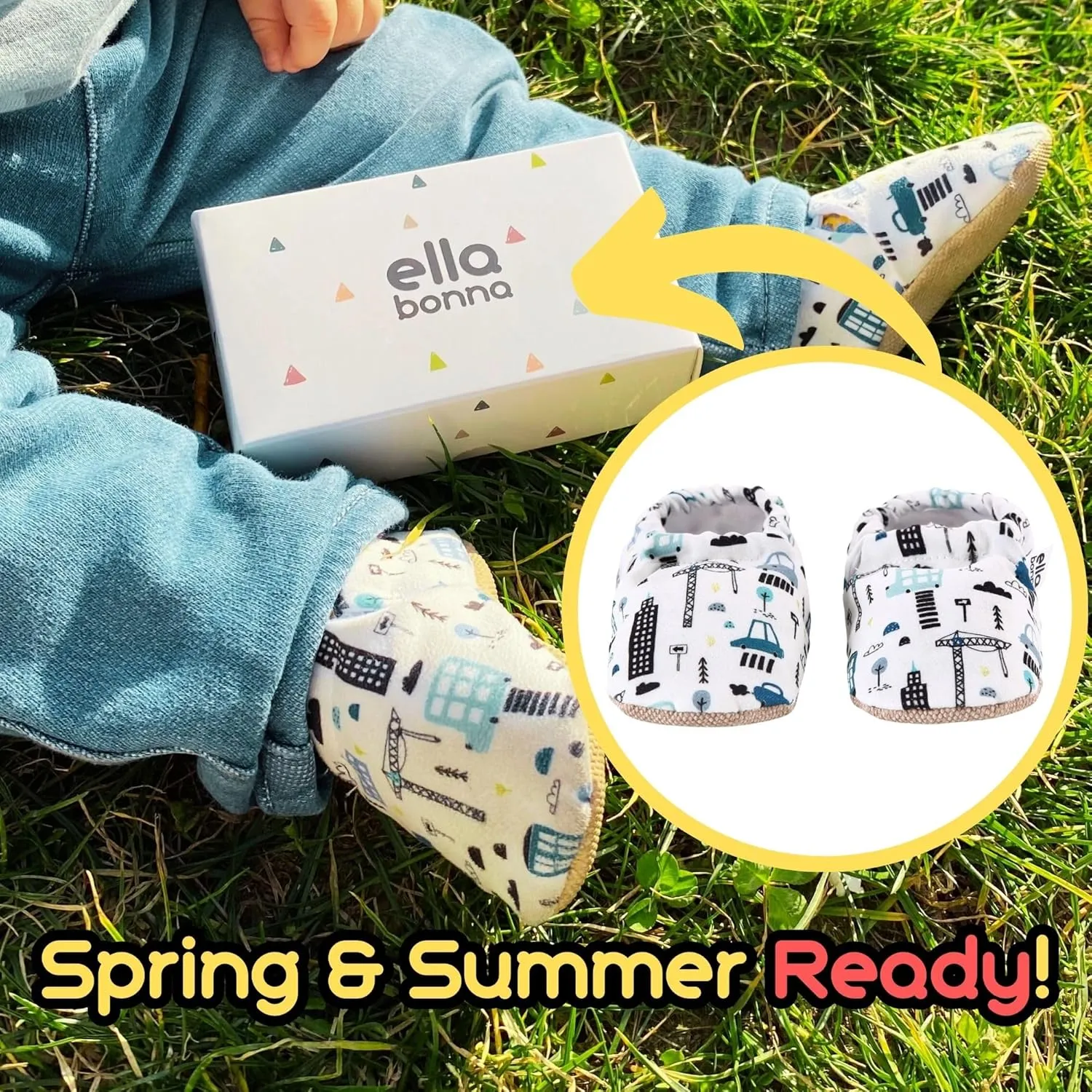 Ella Bonna Cotton Toddler Slippers Baby, Boys Slippers Non-Slip Soft Sole, Stay On Kids Slippers Girls, Baby Booties Socks, Slippers for Girls, Newborn Shoes, Rainbow, 0-6 Months