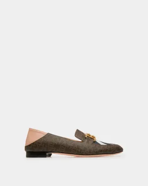 Ellah Flat Slippers In Brown Leather And Cotton
