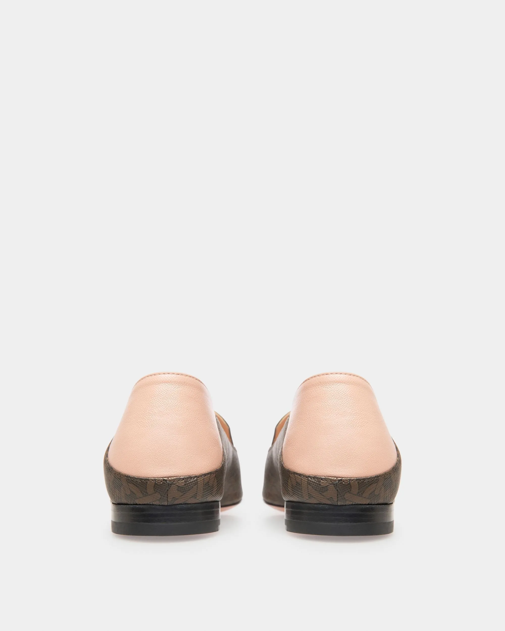 Ellah Flat Slippers In Brown Leather And Cotton