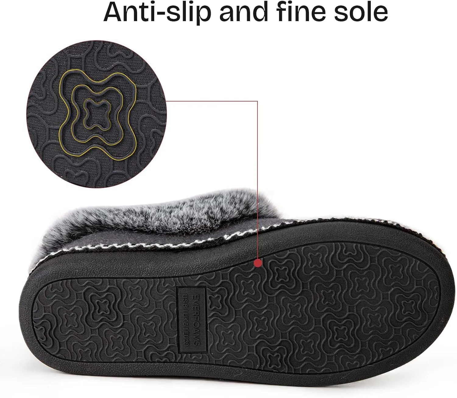 EverFoams Women's Bootie Slippers Warm Soft Comfy Memory Foam Non-slip Indoor House Shoes with Fluffy Collar