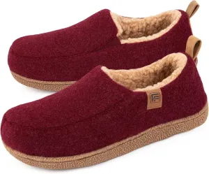 FamilyFairy Womens Felt House Slippers Warm Memory Foam Home Shoes with Rubber Sole Closed Back Slipper Boots Indoor Outdoor