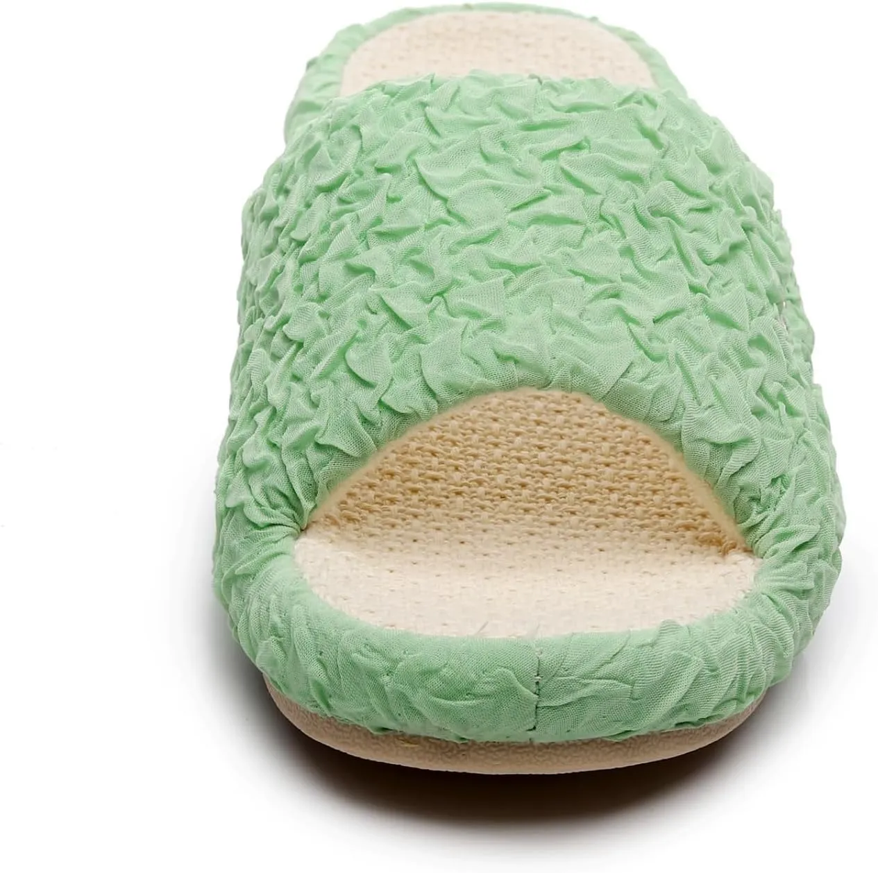 FAYUEKEY Slippers for Women Linen Memory Foam House Bedroom Cozy Indoor Outdoor Slipper Slides
