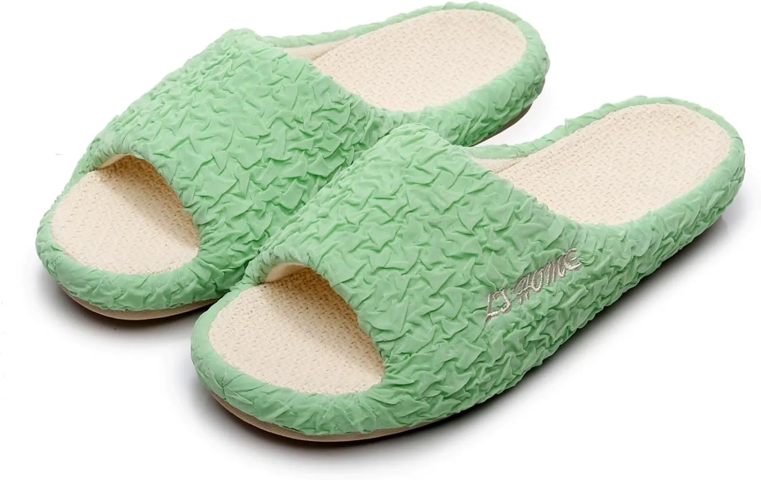 FAYUEKEY Slippers for Women Linen Memory Foam House Bedroom Cozy Indoor Outdoor Slipper Slides