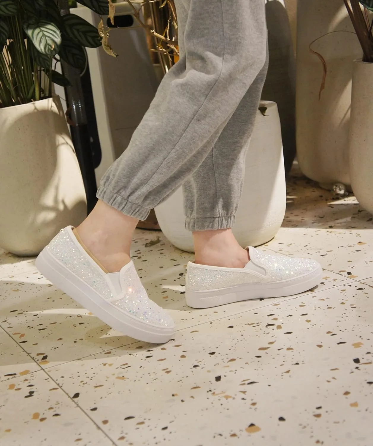FEVERSOLE Women's Fashion Slip On Sneaker Casual Platform Loafers