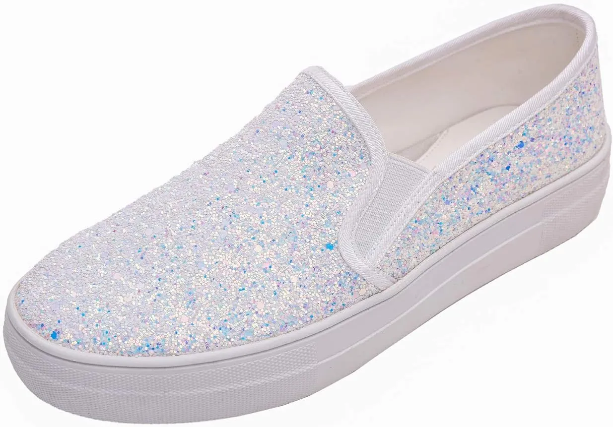 FEVERSOLE Women's Fashion Slip On Sneaker Casual Platform Loafers