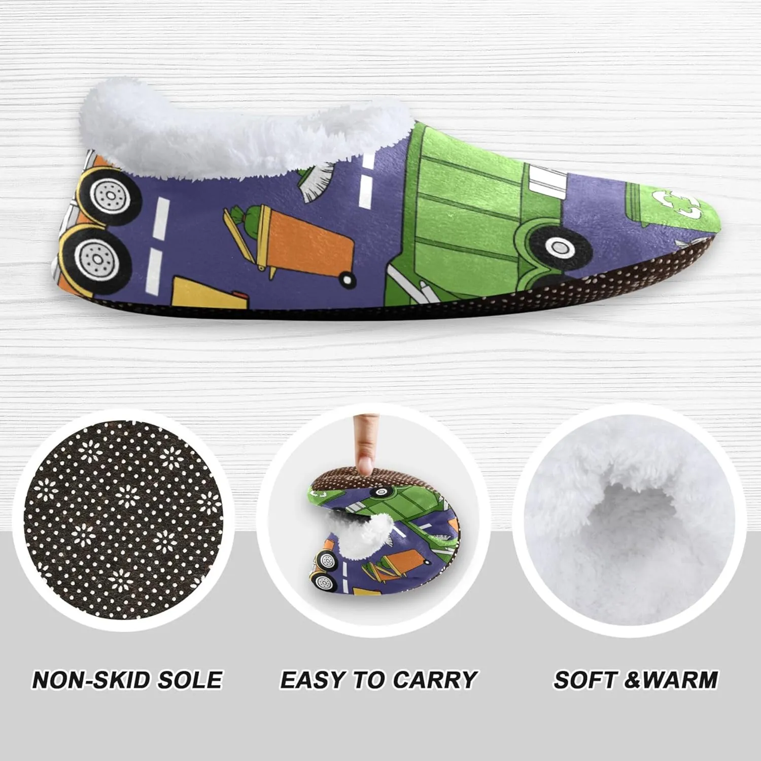 Fisyme Kids Slippers Boys Girls Warm Soft Indoor House Slipper Socks Home Shoes