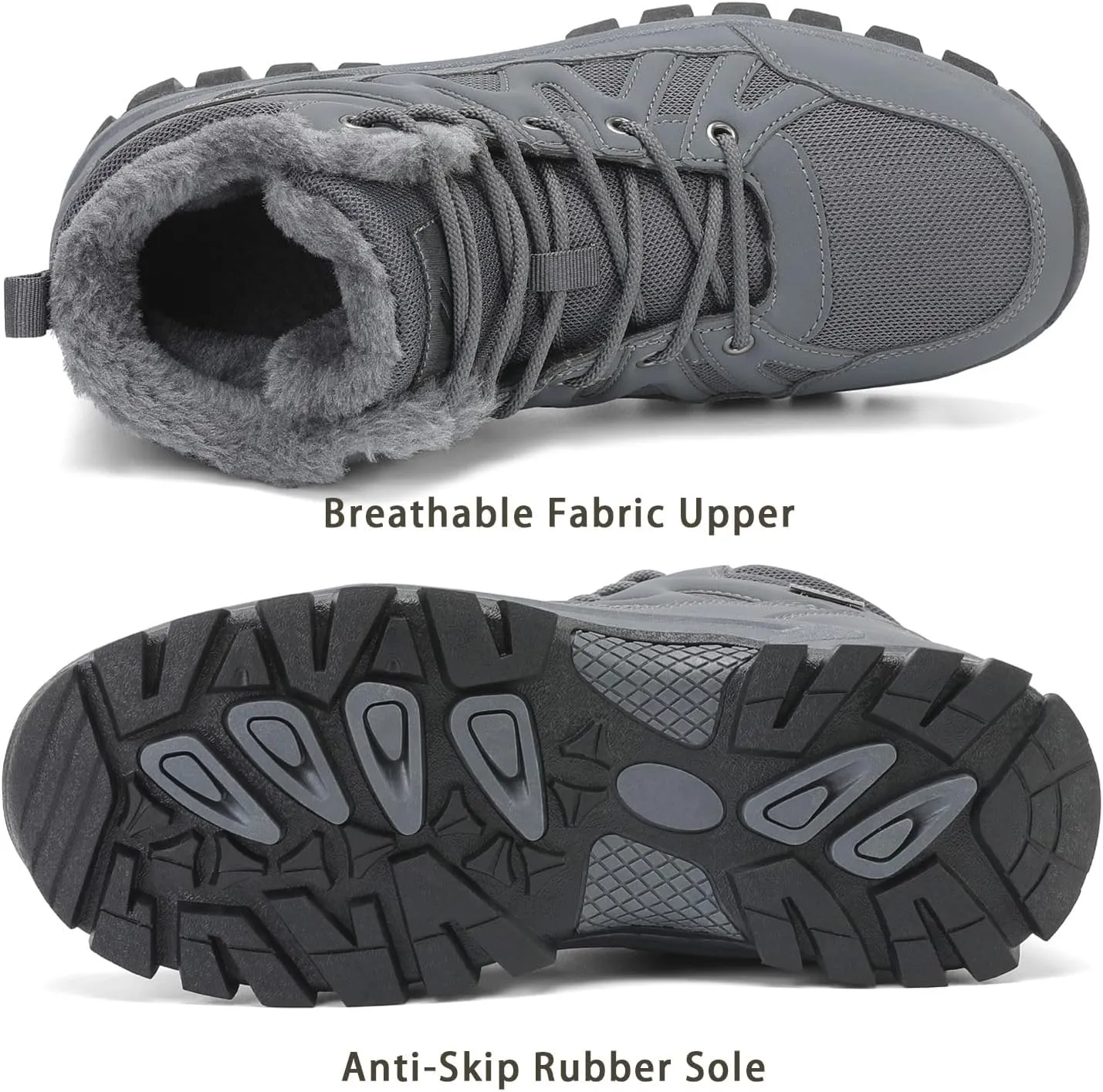 FLARUT Mens Snow Boots Insulated Fur Liner Winter Warm Hiking Shoes Walking Sneaker