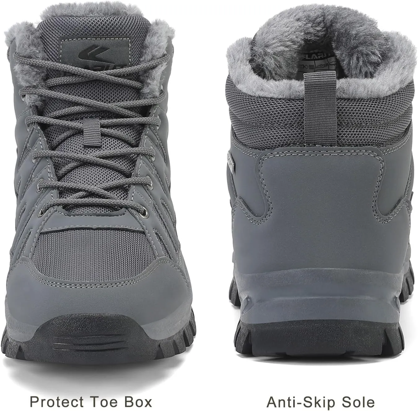 FLARUT Mens Snow Boots Insulated Fur Liner Winter Warm Hiking Shoes Walking Sneaker