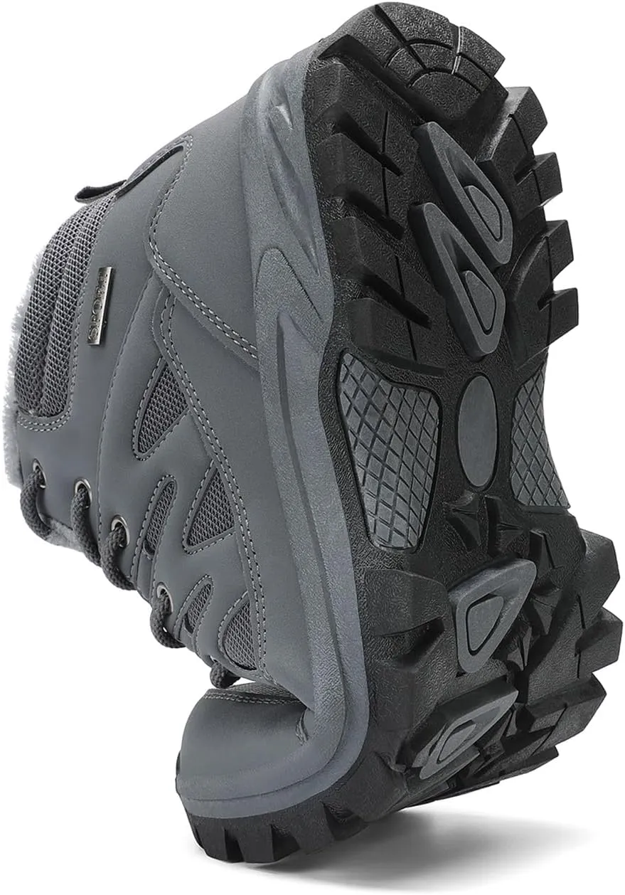 FLARUT Mens Snow Boots Insulated Fur Liner Winter Warm Hiking Shoes Walking Sneaker