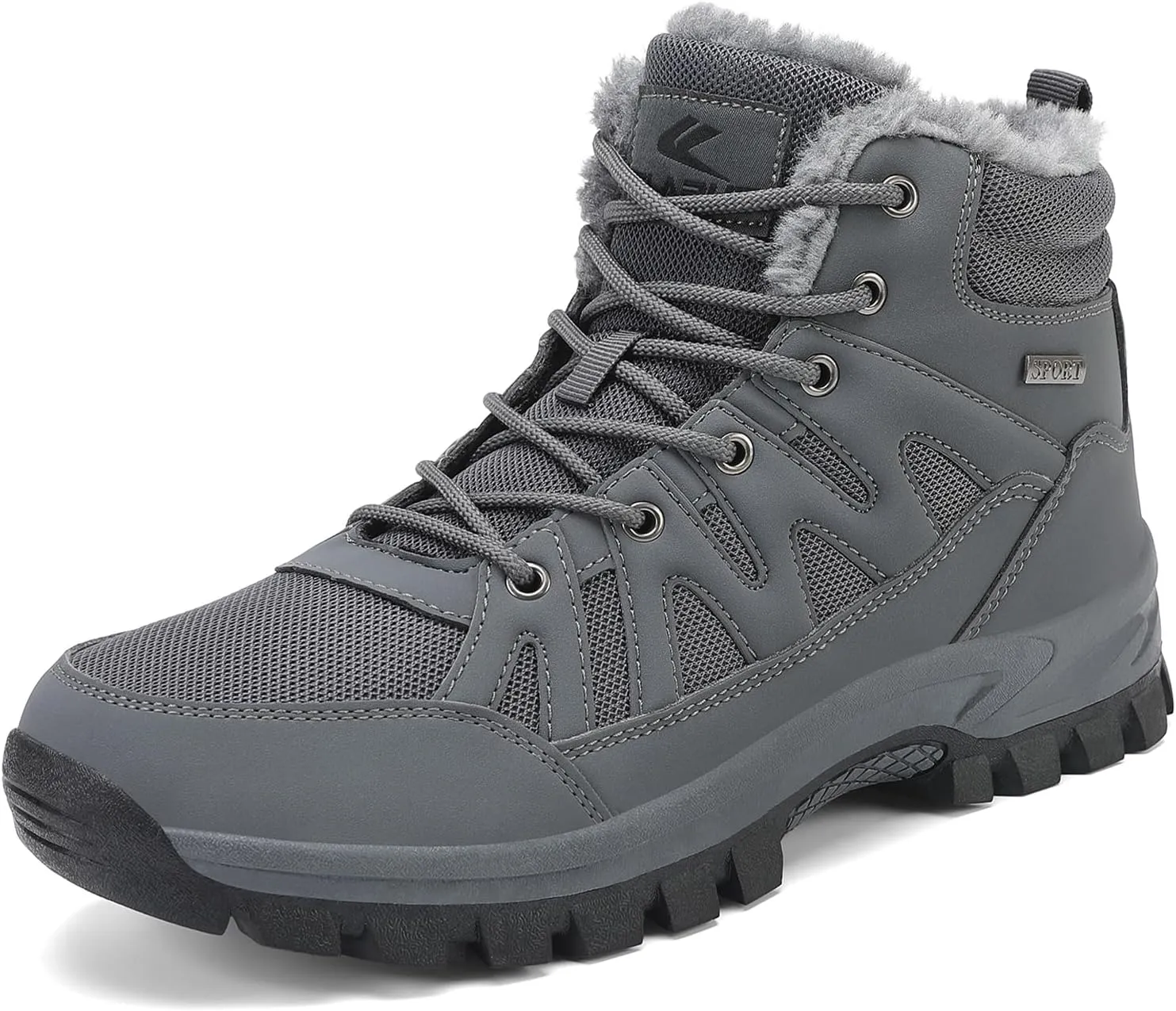 FLARUT Mens Snow Boots Insulated Fur Liner Winter Warm Hiking Shoes Walking Sneaker
