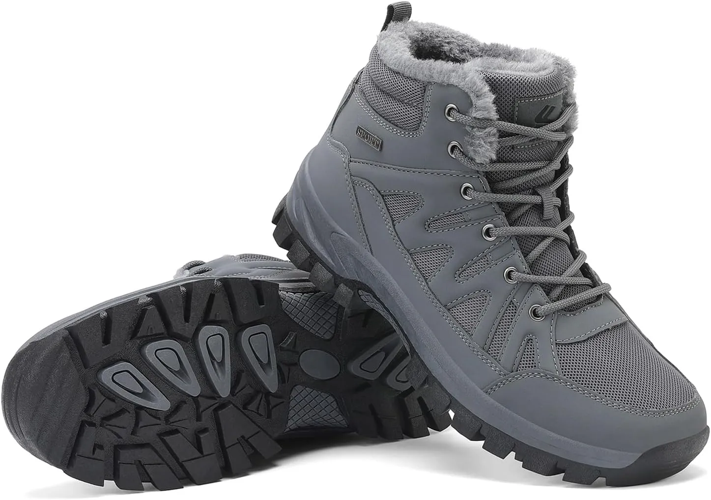 FLARUT Mens Snow Boots Insulated Fur Liner Winter Warm Hiking Shoes Walking Sneaker