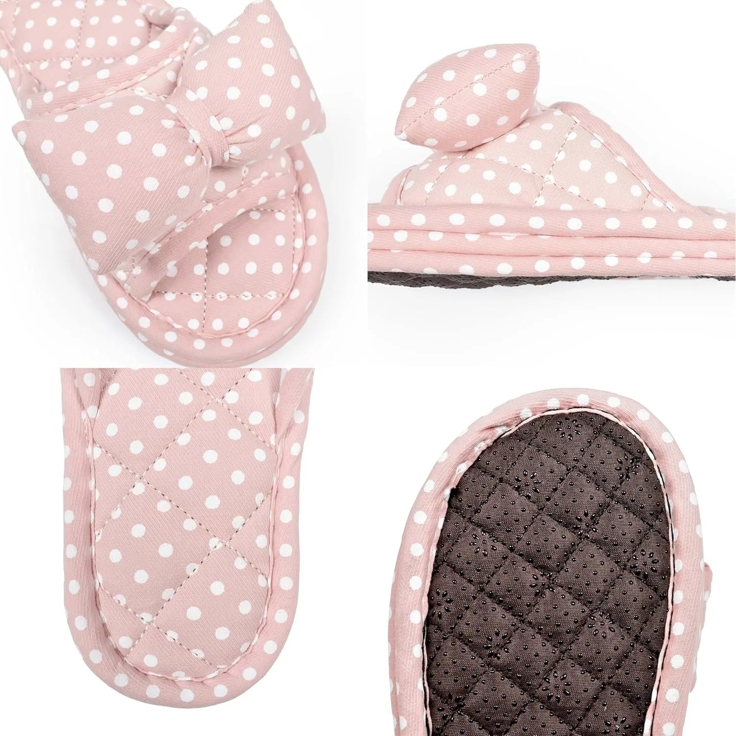 Floral Velvet House Slippers for Women, Lightweight Open Toe Washable Portable Foldable Comfortable Guest Hotel Travel Airplane Spa Slippers