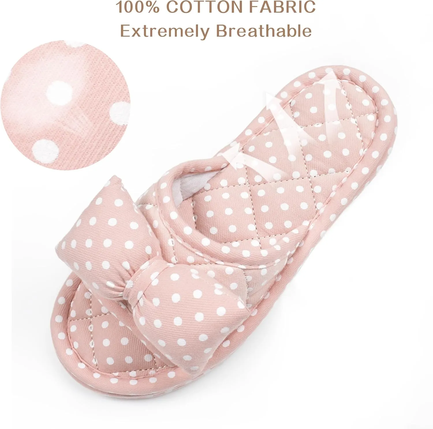 Floral Velvet House Slippers for Women, Lightweight Open Toe Washable Portable Foldable Comfortable Guest Hotel Travel Airplane Spa Slippers