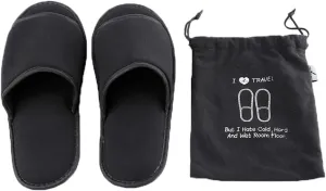Foldable Portable Slippers Washable Open Toe Towelling Slippers with Storage Bag for Spa Travel Hotel/Home Guest 34-43