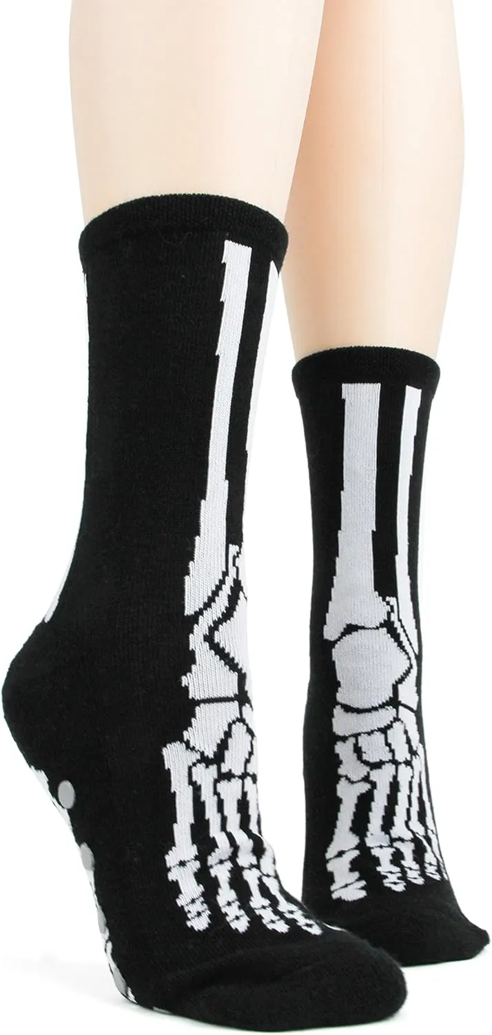 Foot Traffic Novelty Slip Grip Socks for Women, Warm Slipper Socks with Nonslip Pads