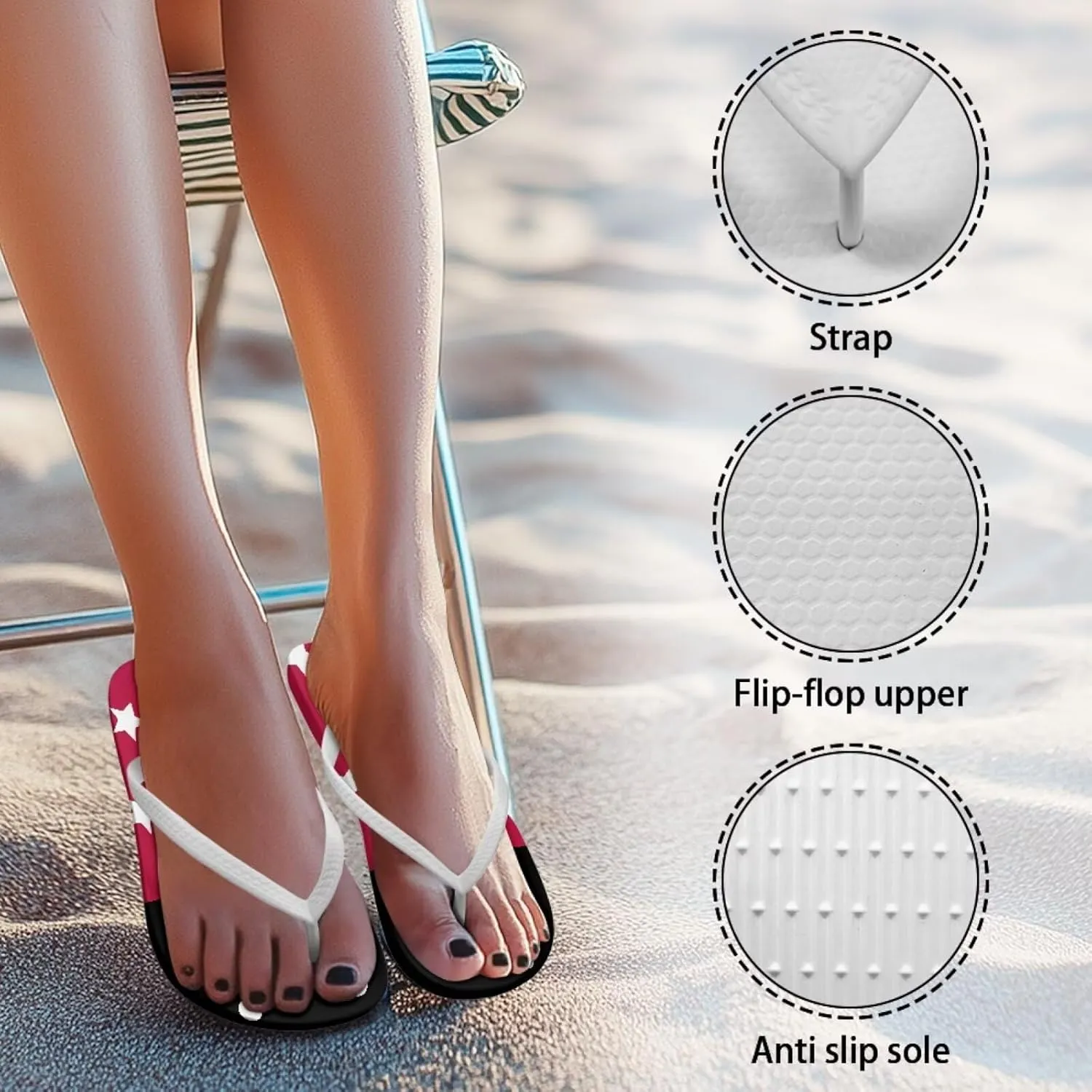 Forchrinse Custom Face Print Flip Flops for Women Funny Print Beach Slippers Arch Support Indoor Outdoor Summer Sandals